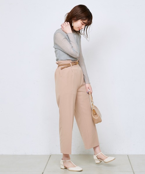 natural couture（ナチュラルクチュール）の「美シルエットベルト付パンツ（その他パンツ・レディース・ブラック/ベージュ/アイボリー/ミント/ラベンダー・FREE）」の12枚目の写真