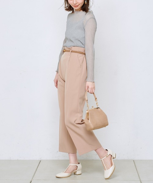 natural couture（ナチュラルクチュール）の「美シルエットベルト付パンツ（その他パンツ・レディース・ブラック/ベージュ/アイボリー/ミント/ラベンダー・FREE）」の14枚目の写真