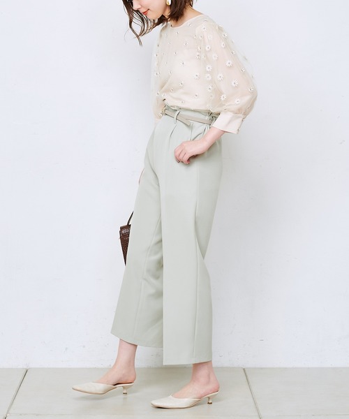 natural couture（ナチュラルクチュール）の「美シルエットベルト付パンツ（その他パンツ・レディース・ブラック/ベージュ/アイボリー/ミント/ラベンダー・FREE）」の16枚目の写真