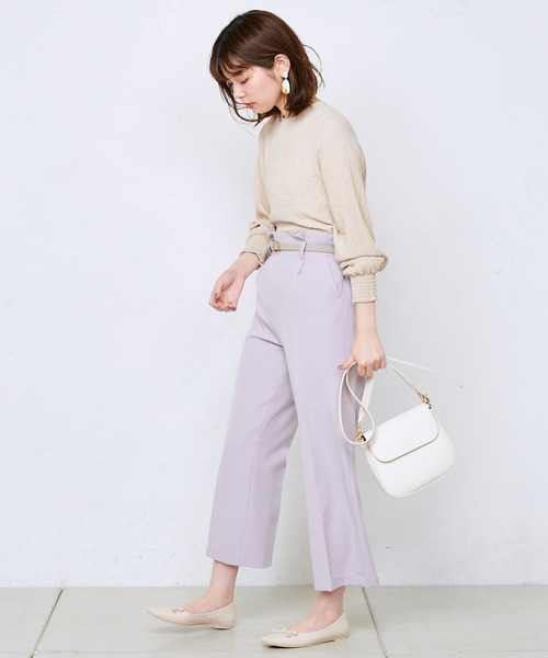 natural couture（ナチュラルクチュール）の「美シルエットベルト付パンツ（その他パンツ・レディース・ブラック/ベージュ/アイボリー/ミント/ラベンダー・FREE）」の19枚目の写真