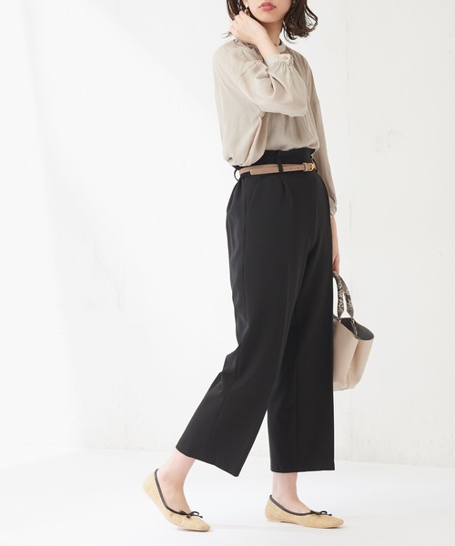 natural couture（ナチュラルクチュール）の「美シルエットベルト付パンツ（その他パンツ・レディース・ブラック/ベージュ/アイボリー/ミント/ラベンダー・FREE）」の10枚目の写真