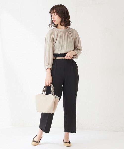 natural couture（ナチュラルクチュール）の「美シルエットベルト付パンツ（その他パンツ・レディース・ブラック/ベージュ/アイボリー/ミント/ラベンダー・FREE）」の9枚目の写真