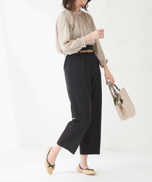 natural couture（ナチュラルクチュール）の「美シルエットベルト付パンツ（その他パンツ・レディース・ブラック/ベージュ/アイボリー/ミント/ラベンダー・FREE）」の11枚目の写真