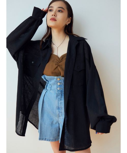 EMODA（エモダ）の「ボーイズエアリーシャツ（シャツ/ブラウス・レディース・ブラック/ライム/その他/その他1・FREE）」の2枚目の写真