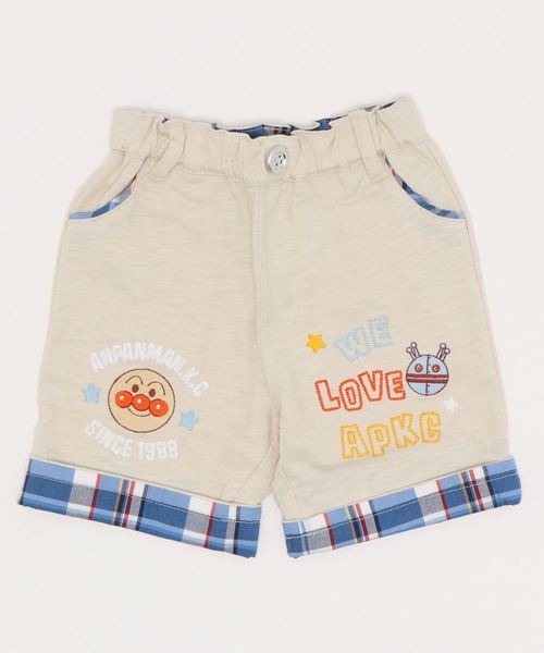 ANPANMAN KIDS COLLECTION(アンパンマンキッズコレクション)の「【アンパンマン】折り返しチェックハーフパンツ(その他パンツ)」|ベージュ
