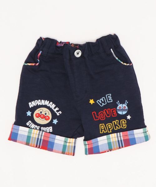 ANPANMAN KIDS COLLECTION(アンパンマンキッズコレクション)の「【アンパンマン】折り返しチェックハーフパンツ(その他パンツ)」|ネイビー