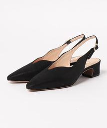 Limit till 2359 リミットティル2359 スカラップカットデザインバックバンドローヒールパンプス
