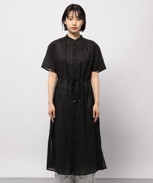 PAGEBOY（ページボーイ）の「シアーバンドカラーワンピースショートスリーブ（ワンピース・レディース・ブラック/グレイッシュベージュ/ワインレッド・FREE）」の9枚目の写真