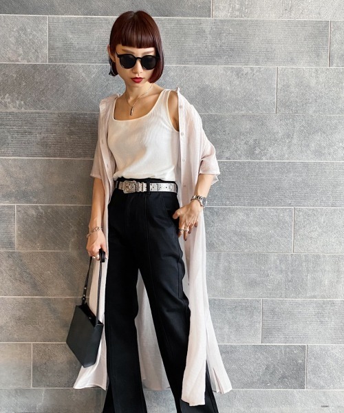 PAGEBOY（ページボーイ）の「シアーバンドカラーワンピースショートスリーブ（ワンピース・レディース・ブラック/グレイッシュベージュ/ワインレッド・FREE）」の6枚目の写真