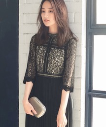 girl（ガール）の「レース×オーガンジープリーツ ロング フレア