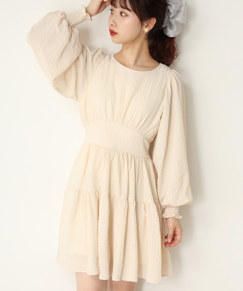 one after another NICE CLAUP（ワンアフターアナザーナイスクラップ）の「【WEB限定】ティアードミニワンピース（ワンピース・レディース・アイボリー/ブラック/チェック・FREE）」の2枚目の写真