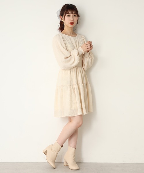 one after another NICE CLAUP（ワンアフターアナザーナイスクラップ）の「【WEB限定】ティアードミニワンピース（ワンピース・レディース・アイボリー/ブラック/チェック・FREE）」の6枚目の写真