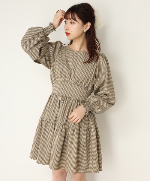 one after another NICE CLAUP（ワンアフターアナザーナイスクラップ）の「【WEB限定】ティアードミニワンピース（ワンピース・レディース・アイボリー/ブラック/チェック・FREE）」の14枚目の写真