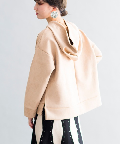 prose verse(プロズヴェール)の「エコスエードショートパーカー(パーカー・レディース・チャコールグレー/ブラウン/ピンク/アイボリー/ベージュ/ベビーピンク/ネイビー・フリ-)」の1枚目の写真