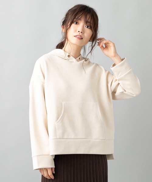 prose verse(プロズヴェール)の「エコスエードショートパーカー(パーカー・レディース・チャコールグレー/ブラウン/ピンク/アイボリー/ベージュ/ベビーピンク/ネイビー・フリ-)」の2枚目の写真