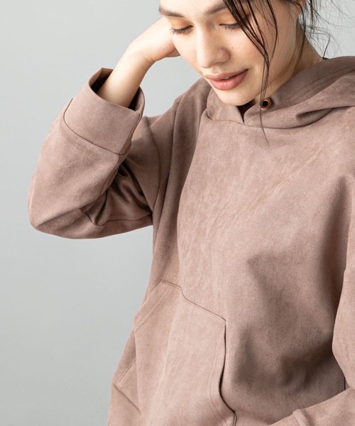 prose verse(プロズヴェール)の「エコスエードショートパーカー(パーカー・レディース・チャコールグレー/ブラウン/ピンク/アイボリー/ベージュ/ベビーピンク/ネイビー・フリ-)」の11枚目の写真