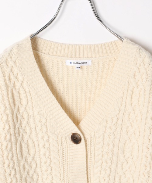 GLOBAL WORK（グローバルワーク）の「【ジュニア】袖ボリュームニットカーディガン/917384（カーディガン/ボレロ・キッズ・ダークブラウン/ライトグリーン/オフホワイト・160cm/150cm）」の12枚目の写真