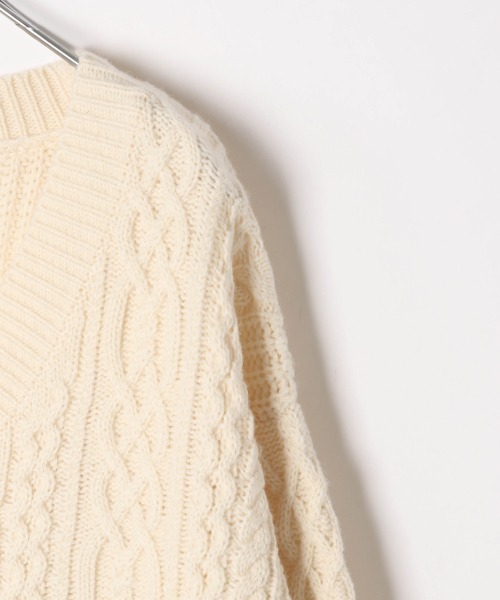 GLOBAL WORK（グローバルワーク）の「【ジュニア】袖ボリュームニットカーディガン/917384（カーディガン/ボレロ・キッズ・ダークブラウン/ライトグリーン/オフホワイト・160cm/150cm）」の13枚目の写真