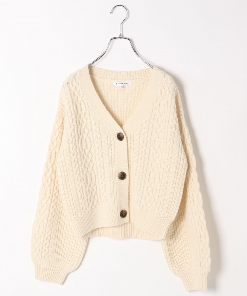 GLOBAL WORK（グローバルワーク）の「【ジュニア】袖ボリュームニットカーディガン/917384（カーディガン/ボレロ・キッズ・ダークブラウン/ライトグリーン/オフホワイト・160cm/150cm）」の9枚目の写真