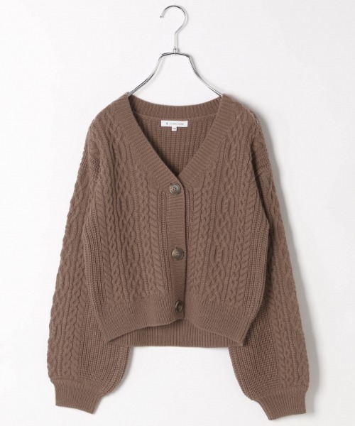 GLOBAL WORK（グローバルワーク）の「【ジュニア】袖ボリュームニットカーディガン/917384（カーディガン/ボレロ・キッズ・ダークブラウン/ライトグリーン/オフホワイト・160cm/150cm）」の10枚目の写真