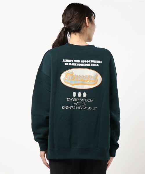 SpRay（スプレイ）の「裏起毛オーバル貼付けプルオーバー（Tシャツ/カットソー・レディース・チャコールグレー/ダークグリーン/ブルー/アイボリー/グレイッシュベージュ・FREE）」の7枚目の写真