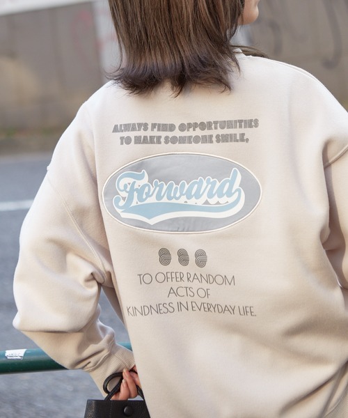 SpRay（スプレイ）の「裏起毛オーバル貼付けプルオーバー（Tシャツ/カットソー・レディース・チャコールグレー/ダークグリーン/ブルー/アイボリー/グレイッシュベージュ・FREE）」の16枚目の写真