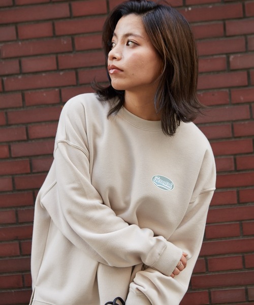 SpRay（スプレイ）の「裏起毛オーバル貼付けプルオーバー（Tシャツ/カットソー・レディース・チャコールグレー/ダークグリーン/ブルー/アイボリー/グレイッシュベージュ・FREE）」の19枚目の写真