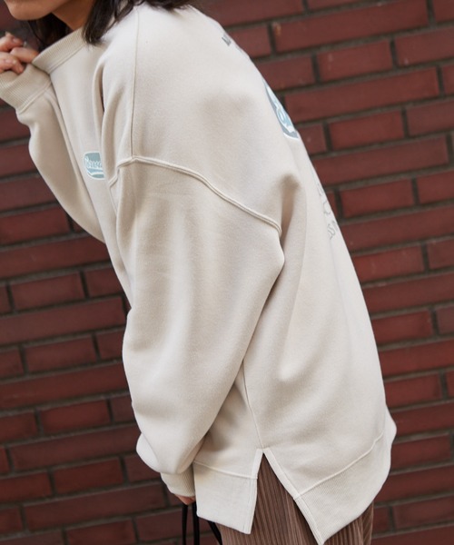 SpRay（スプレイ）の「裏起毛オーバル貼付けプルオーバー（Tシャツ/カットソー・レディース・チャコールグレー/ダークグリーン/ブルー/アイボリー/グレイッシュベージュ・FREE）」の20枚目の写真