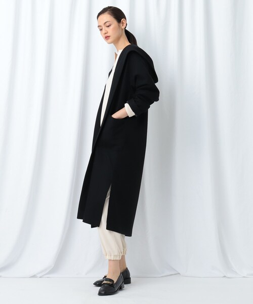 【新品】INDIVI 　ルミナリー ジャージフーディアウター size38 新品】INDIVI ルミナリー ジャージフーディアウター size38