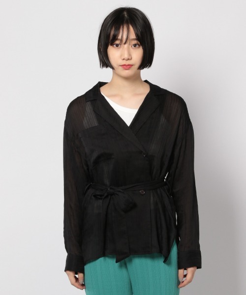 PAGEBOY(ページボーイ)の「ヨウリュウシアーカシュクールシャツ(シャツ/ブラウス・レディース・ブラック/オフホワイト/グレイッシュベージュ・FREE)」の9枚目の写真