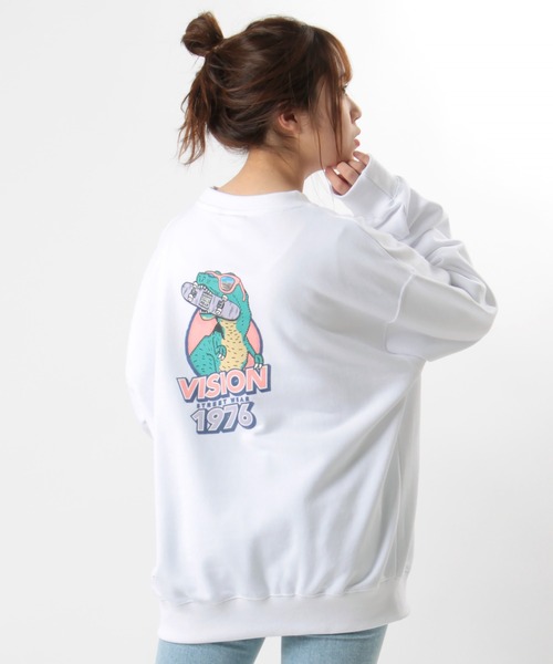セール Vision Street Wear ビジョンストリートウェア 恐竜イラスト バックプリント スウェット トレーナー 21 Spring スウェット Vision Street Wear ヴィジョンストリートウェア のファッション通販 Zozotown