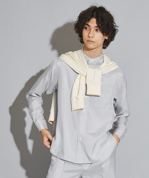 シルクストライプバンドカラーシャツ（シャツ/ブラウス）｜UNITED