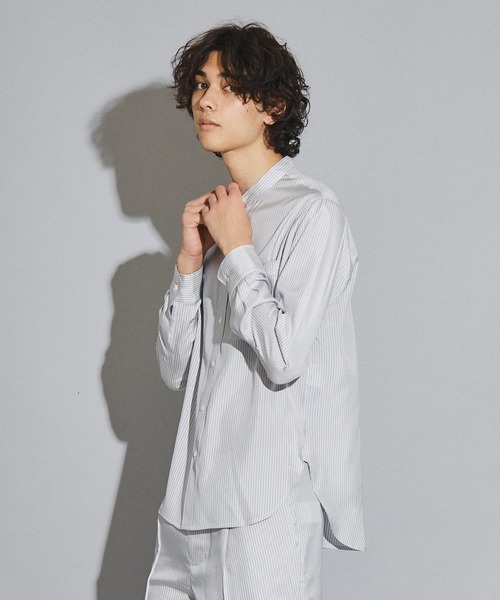 シルクストライプバンドカラーシャツ（シャツ/ブラウス）｜UNITED