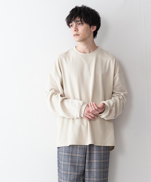UNIIT（ユニット）の「【UNIIT】ポンチステッチハイショクルーズロンＴ　配色ステッチ　オーバーサイズ/ビッグシルエット　バックラウンド（Tシャツ/カットソー・メンズ・ホワイト/ブラック/ベージュ/ミント・MEDIUM/LARGE）」の3枚目の写真