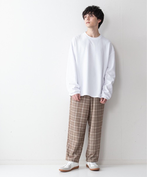 UNIIT（ユニット）の「【UNIIT】ポンチステッチハイショクルーズロンＴ　配色ステッチ　オーバーサイズ/ビッグシルエット　バックラウンド（Tシャツ/カットソー・メンズ・ホワイト/ブラック/ベージュ/ミント・MEDIUM/LARGE）」の5枚目の写真