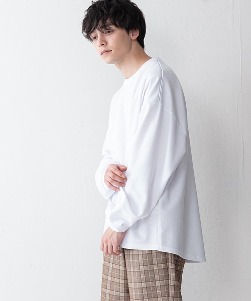 UNIIT（ユニット）の「【UNIIT】ポンチステッチハイショクルーズロンＴ　配色ステッチ　オーバーサイズ/ビッグシルエット　バックラウンド（Tシャツ/カットソー・メンズ・ホワイト/ブラック/ベージュ/ミント・MEDIUM/LARGE）」の9枚目の写真