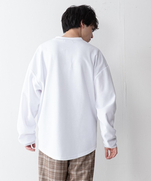 UNIIT（ユニット）の「【UNIIT】ポンチステッチハイショクルーズロンＴ　配色ステッチ　オーバーサイズ/ビッグシルエット　バックラウンド（Tシャツ/カットソー・メンズ・ホワイト/ブラック/ベージュ/ミント・MEDIUM/LARGE）」の10枚目の写真