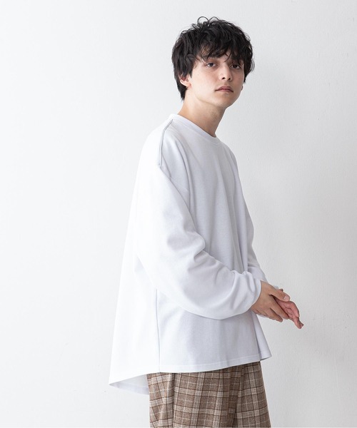 UNIIT（ユニット）の「【UNIIT】ポンチステッチハイショクルーズロンＴ　配色ステッチ　オーバーサイズ/ビッグシルエット　バックラウンド（Tシャツ/カットソー・メンズ・ホワイト/ブラック/ベージュ/ミント・MEDIUM/LARGE）」の11枚目の写真