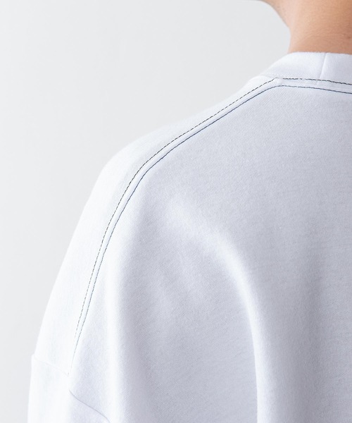 UNIIT（ユニット）の「【UNIIT】ポンチステッチハイショクルーズロンＴ　配色ステッチ　オーバーサイズ/ビッグシルエット　バックラウンド（Tシャツ/カットソー・メンズ・ホワイト/ブラック/ベージュ/ミント・MEDIUM/LARGE）」の13枚目の写真