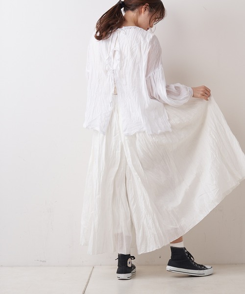 PUAL CE CIN（ピュアルセシン）の「【Du noir】リネンワッシャーパンツ（その他パンツ・レディース・ホワイト/ブラック・FREE）」の5枚目の写真