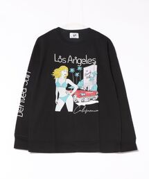 /Bl/レギュラーシルエット長袖プリントTシャツ