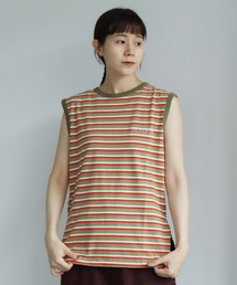 note et silence  | 【 2021AW 】ロッシェ天竺ボーダー　刺繍ノースリプルオーバー(Tシャツ/カットソー)