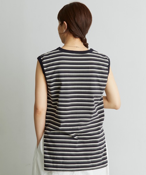 note et silence （ノートエシロンス）の「◇ロッシェ天竺ボーダー　刺繍ノースリプルオーバー（Tシャツ/カットソー・レディース・ネイビー/その他・FREE）」の5枚目の写真