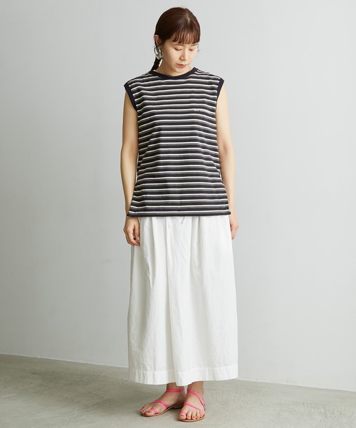 note et silence （ノートエシロンス）の「◇ロッシェ天竺ボーダー　刺繍ノースリプルオーバー（Tシャツ/カットソー・レディース・ネイビー/その他・FREE）」の7枚目の写真