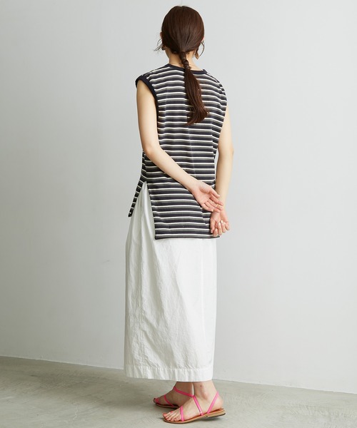 note et silence （ノートエシロンス）の「◇ロッシェ天竺ボーダー　刺繍ノースリプルオーバー（Tシャツ/カットソー・レディース・ネイビー/その他・FREE）」の9枚目の写真