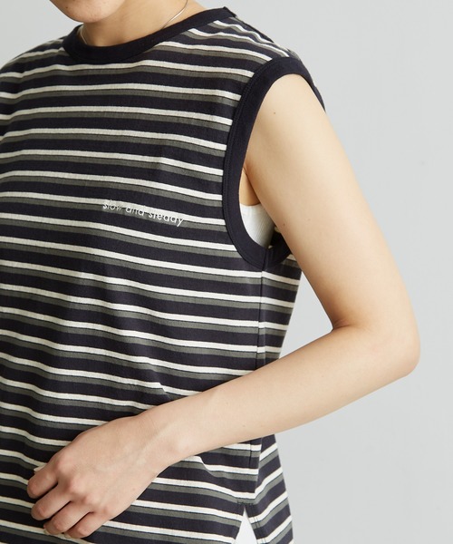 note et silence （ノートエシロンス）の「◇ロッシェ天竺ボーダー　刺繍ノースリプルオーバー（Tシャツ/カットソー・レディース・ネイビー/その他・FREE）」の12枚目の写真