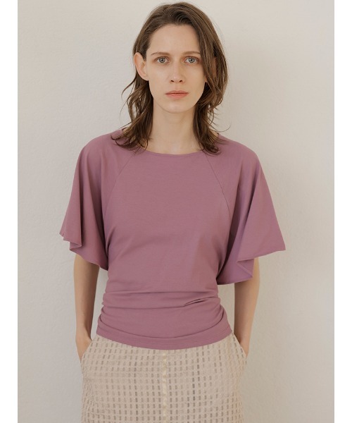 TONAL（トーナル）の「ラグランフレアスリーブカットソー（Tシャツ/カットソー・レディース・パープル/オフホワイト/モカ・38）」の3枚目の写真