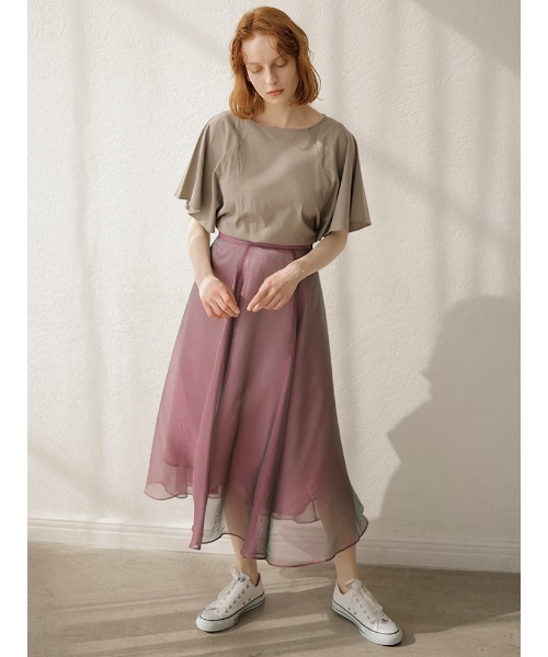 TONAL（トーナル）の「ラグランフレアスリーブカットソー（Tシャツ/カットソー・レディース・パープル/オフホワイト/モカ・38）」の5枚目の写真