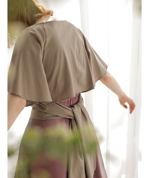 TONAL（トーナル）の「ラグランフレアスリーブカットソー（Tシャツ/カットソー・レディース・パープル/オフホワイト/モカ・38）」の7枚目の写真