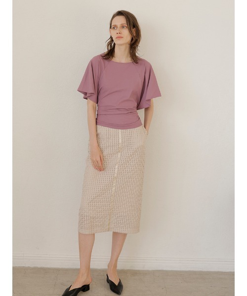 TONAL（トーナル）の「ラグランフレアスリーブカットソー（Tシャツ/カットソー・レディース・パープル/オフホワイト/モカ・38）」の6枚目の写真